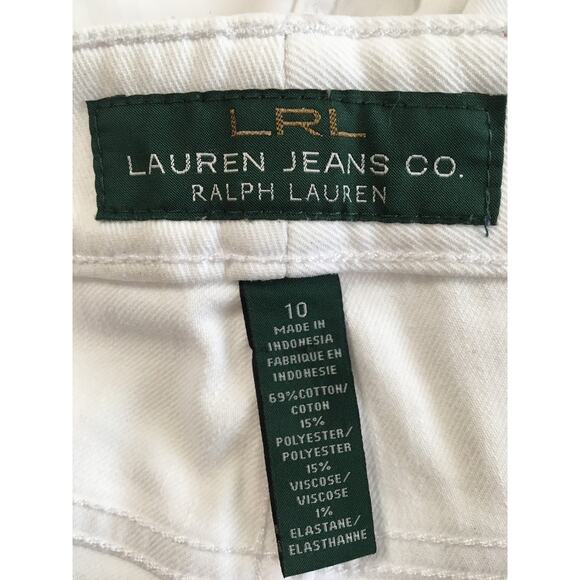 LRL Lauren Jeans Company Ralph Lauren Sz 10 Classic Straight Cropped White Jeans - Picture 3 of 6